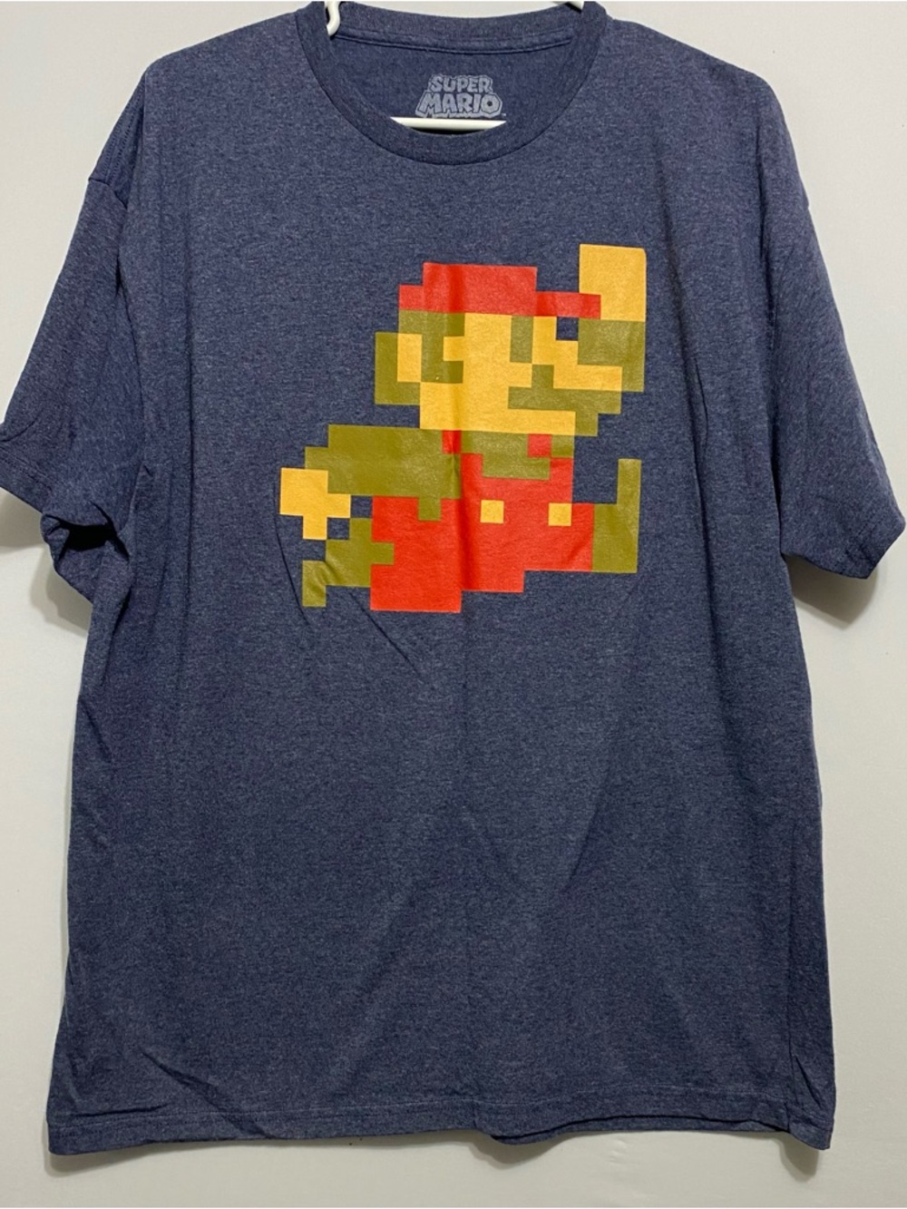 Super Mario Bros Classic Mario T-Shirt Large XL Blue Nintendo 2014